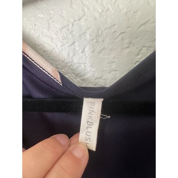 Pink Blush Pink and Navy Floral Belted Maternity Maxi Dress Size M/L - Picture 5 of 6